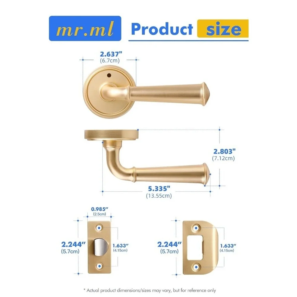 Brushed Gold Privacy Door Handle Interior Bedroom Bathroom Privacy Gold Door ...